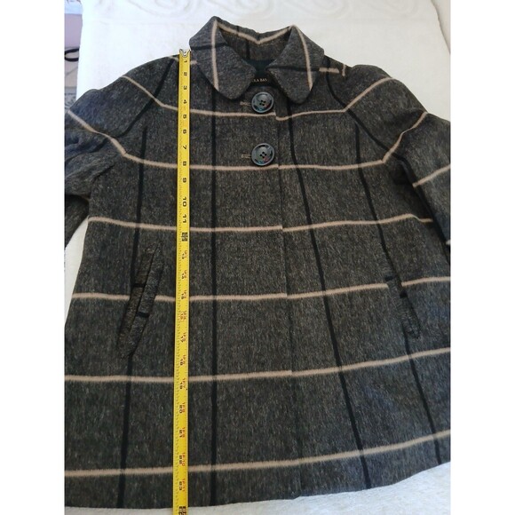 Zara Womens Short Coat XS Gray Checked Plaid Wool Blend 2 Button Front Swing - Picture 10 of 16